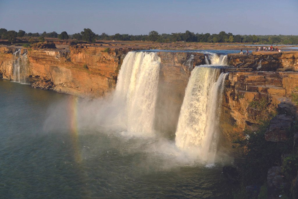 Chitrakote Falls plunging over a horseshoe-shaped cliff in Bastar